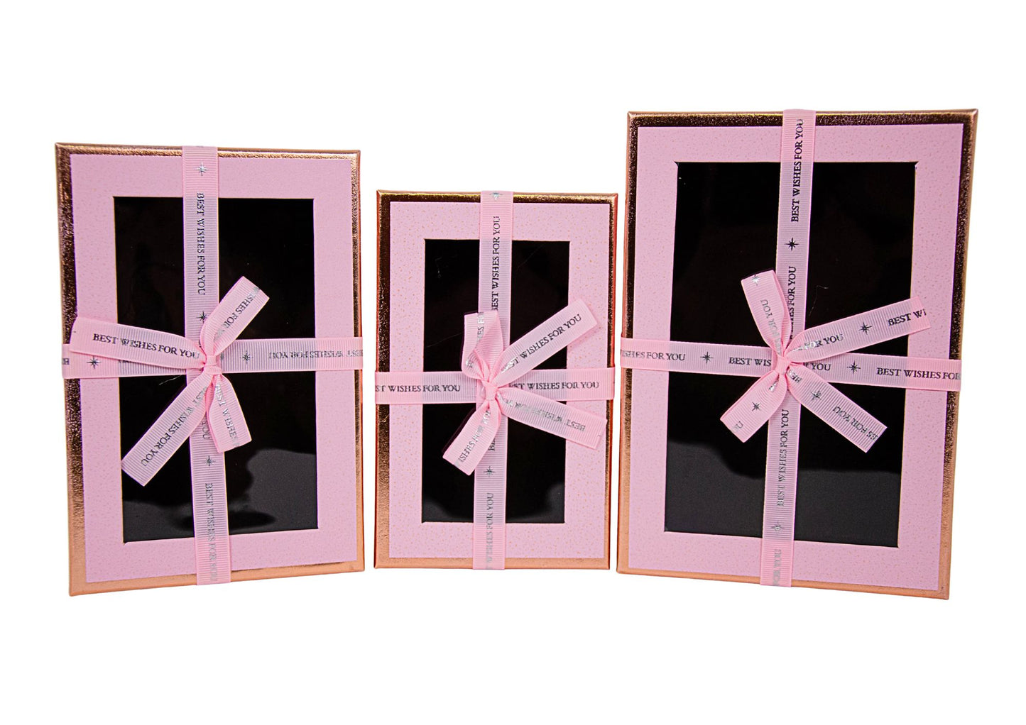 Set 3 Cutii Dreptunghi cu Geam si Funda pentru Flori H6.5-H9.5