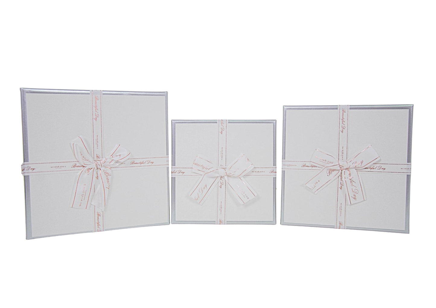 Set 3 Cutii Patrate Tip Cadou cu Funda pentru Flori H6.5-H9.8