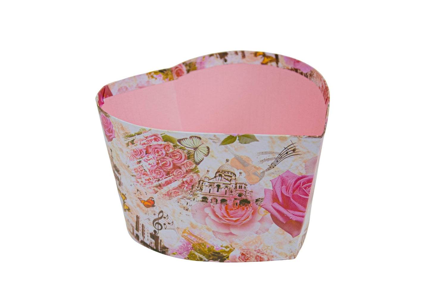 Cutie Tip Inima cu Imprimeu pentru Flori D17x13 H10 cm
