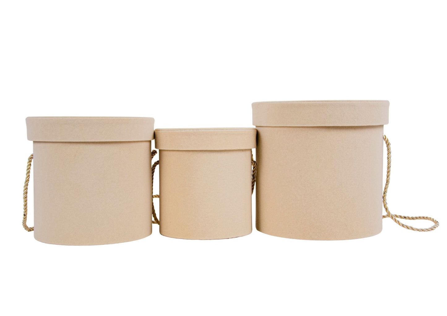 Set 3 Cutii Rotunde din Velura pentru Flori H13.5-H17