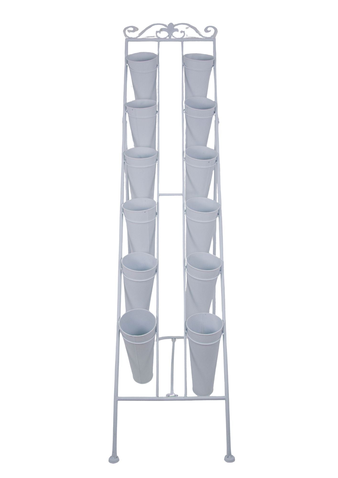 Suport metal alb cu 12 vaze din plastic