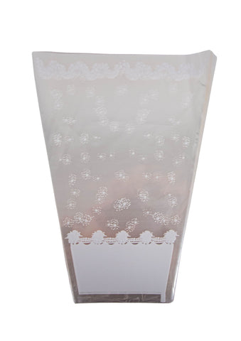 Set 100 Pungi Flori Albe si Transparente Decorate