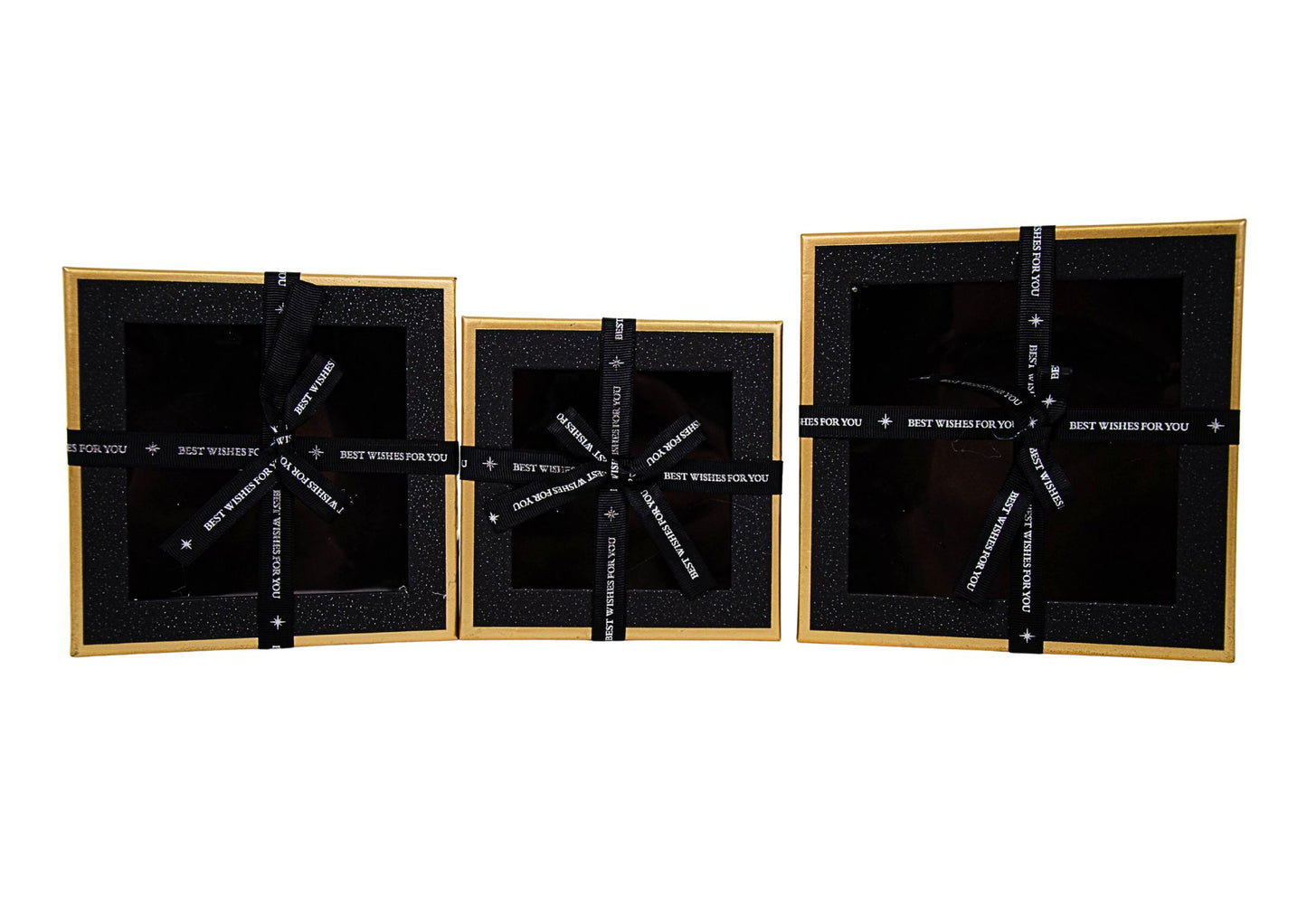 Set 3 Cutii Patrate cu Geam si Funda pentru Flori H6.5-H9.5