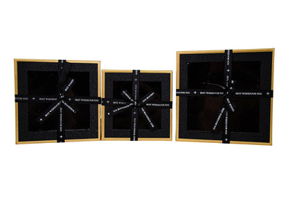 Set 3 Cutii Patrate cu Geam si Funda pentru Flori H6.5-H9.5