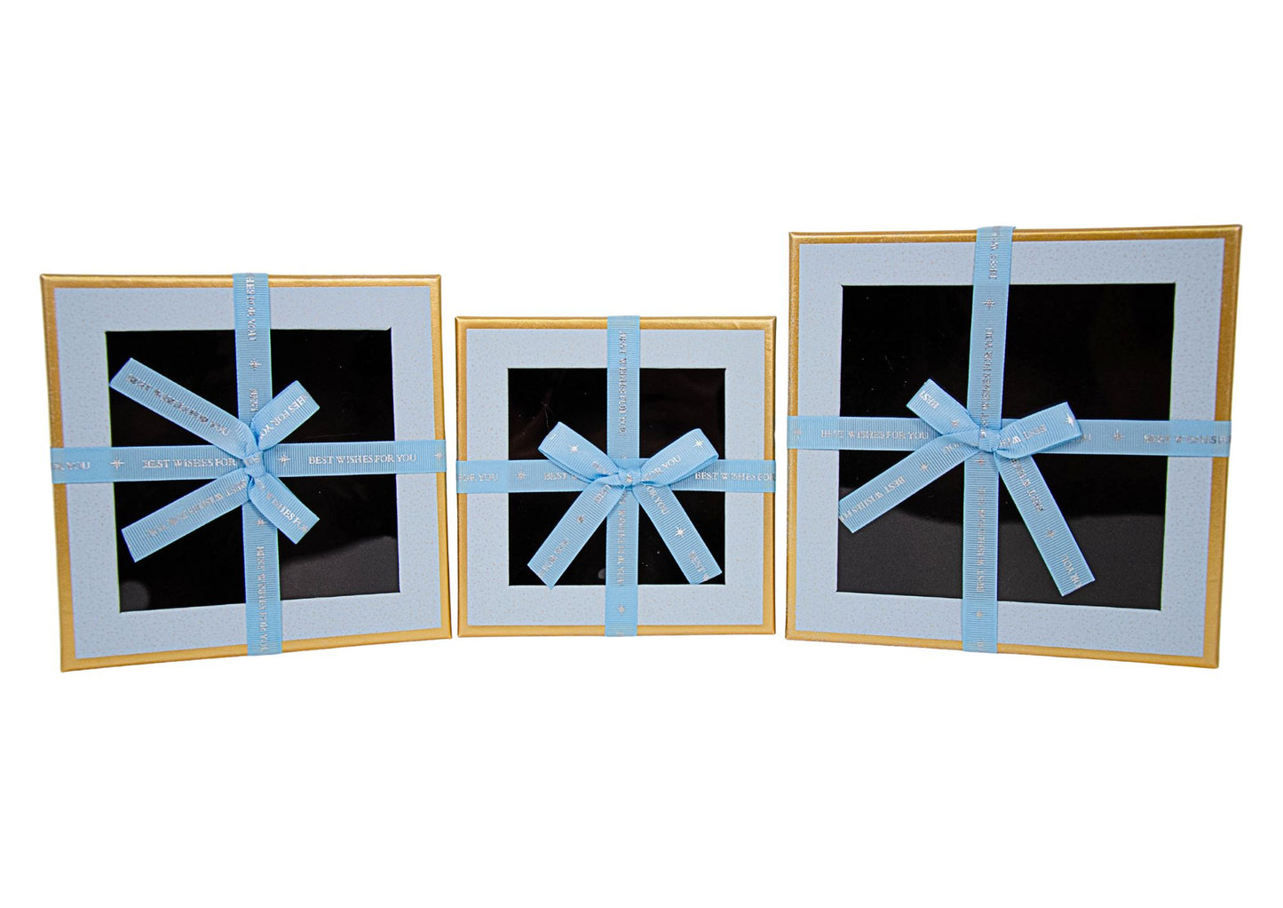 Set 3 Cutii Patrate cu Geam si Funda pentru Flori H6.5-H9.5