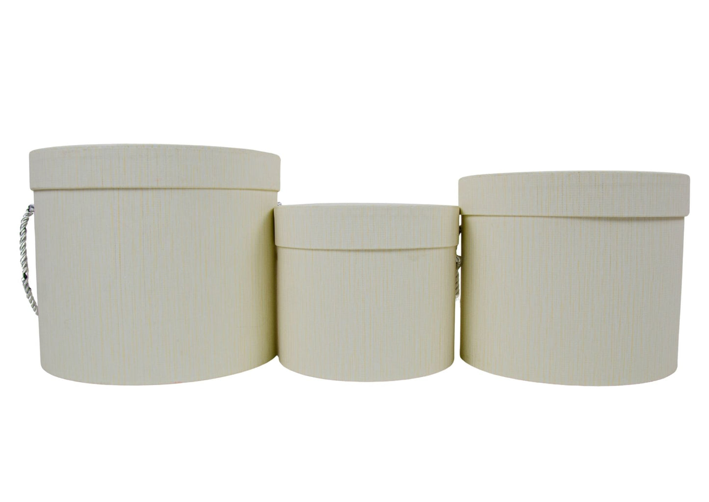 Set 3 Cutii Rotunde Uni cu Dungulite pentru Flori H13-H17