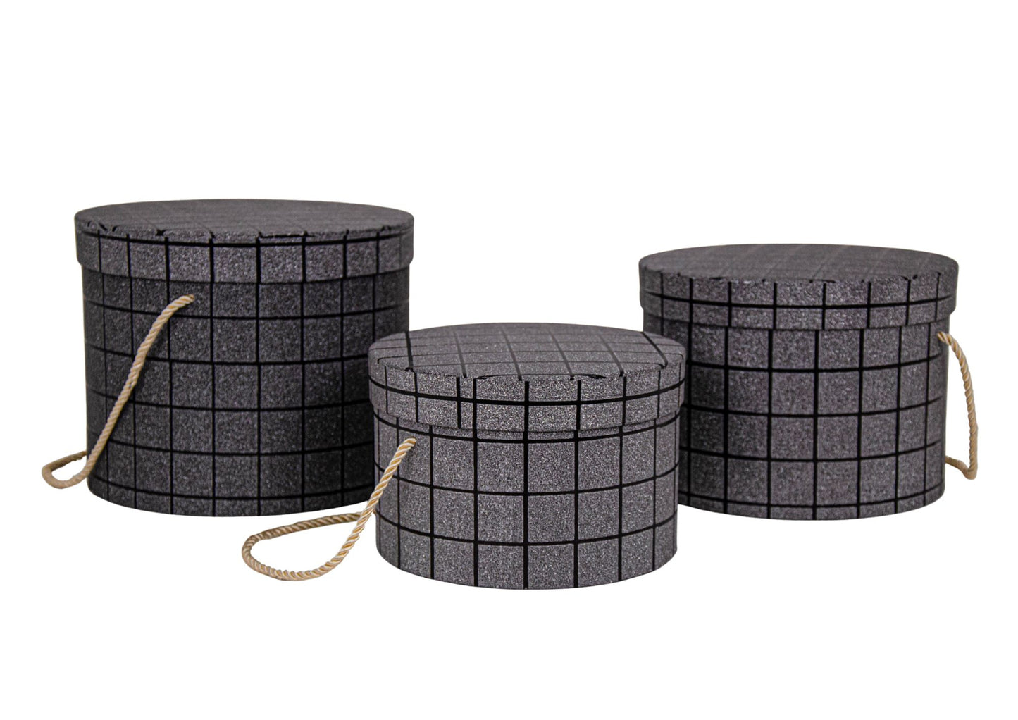 Set 3 cutii rotunde uni