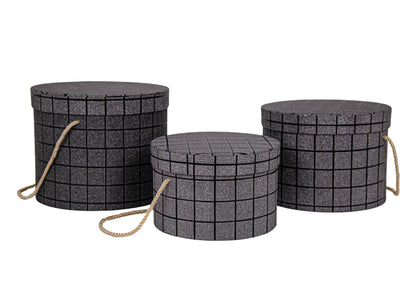 Set 3 cutii rotunde uni