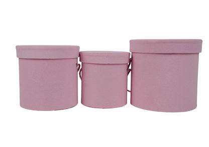 Set 3 Cutii Rotunde din Velura pentru Flori H13.5-H17