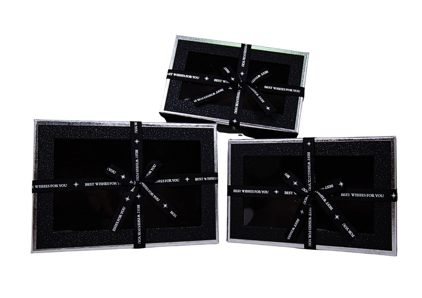 Set 3 Cutii Dreptunghi cu Geam si Funda pentru Flori H6.5-H9.5