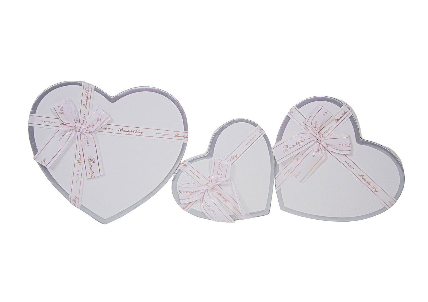Set 3 Cutii Inima Tip Cadou cu Funda pentru Flori H6-H9