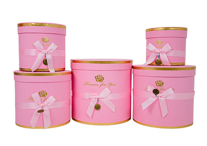 Set 5 Cutii Rotunde cu Funda pentru Flori "Flowers For You" H12-H21