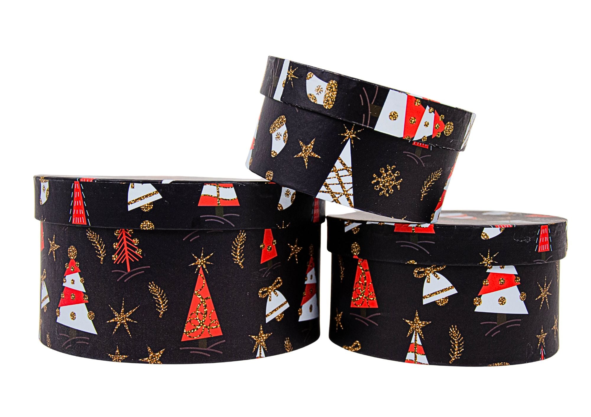 Set 3 cutii rotunde model Craciun H 11