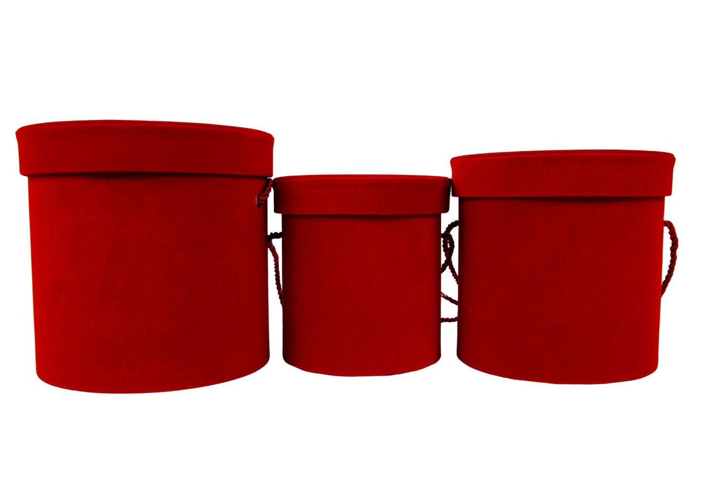 Set 3 Cutii Rotunde din Velura pentru Flori H13.5-H17