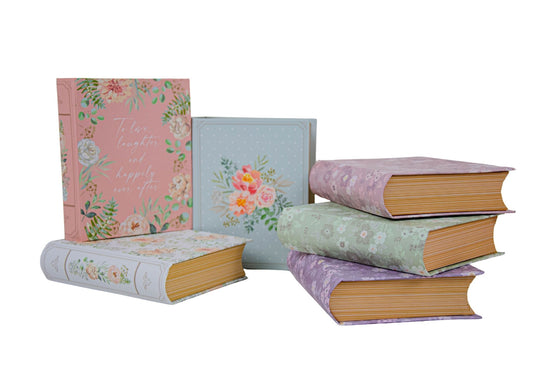 Set 3 Cutii Cadou Tip Carte cu Model Floral pentru Flori