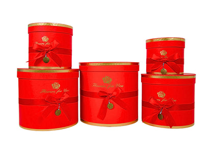 Set 5 Cutii Rotunde cu Funda pentru Flori "Flowers For You" H12-H21