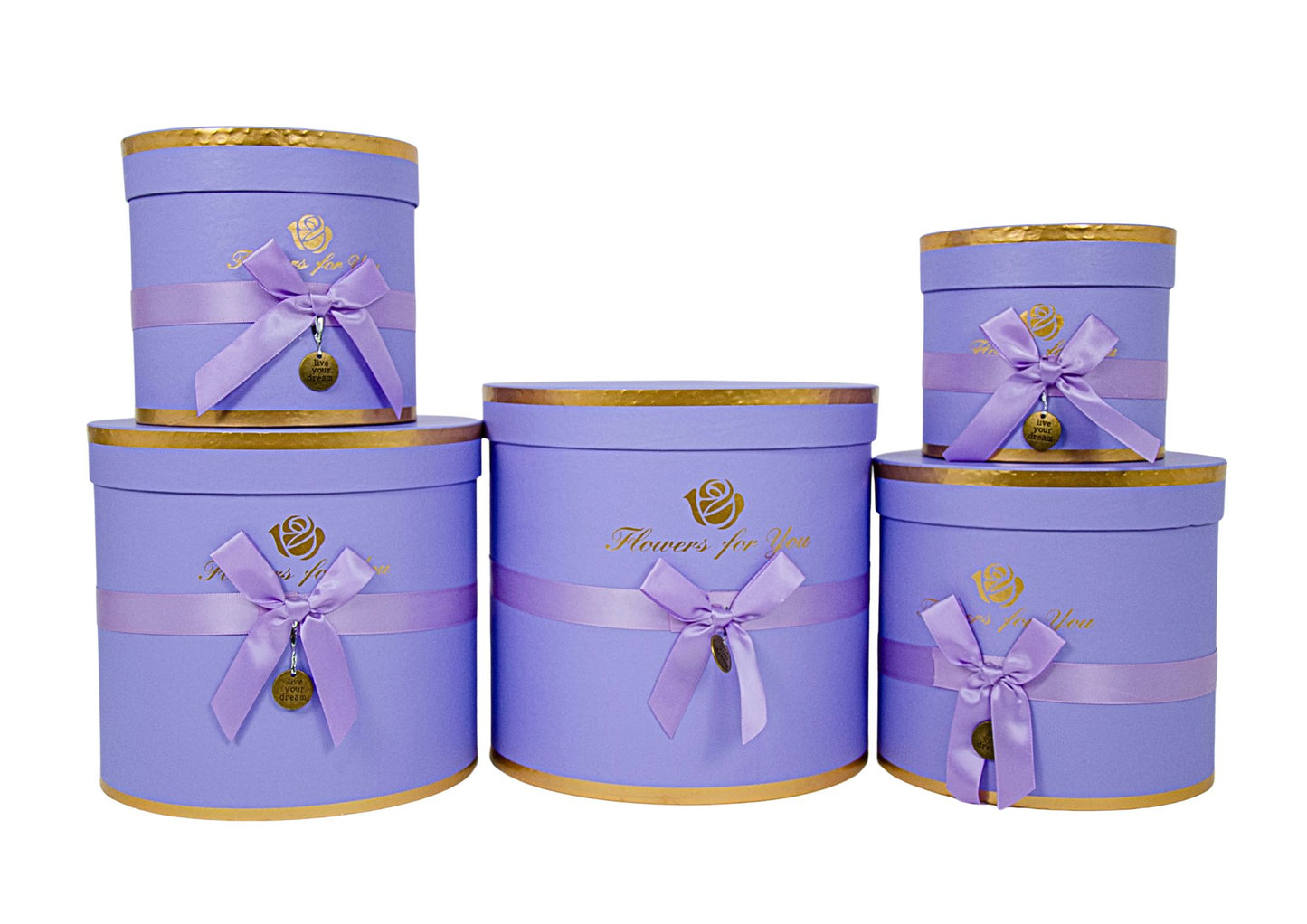 Set 5 Cutii Rotunde cu Funda pentru Flori "Flowers For You" H12-H21