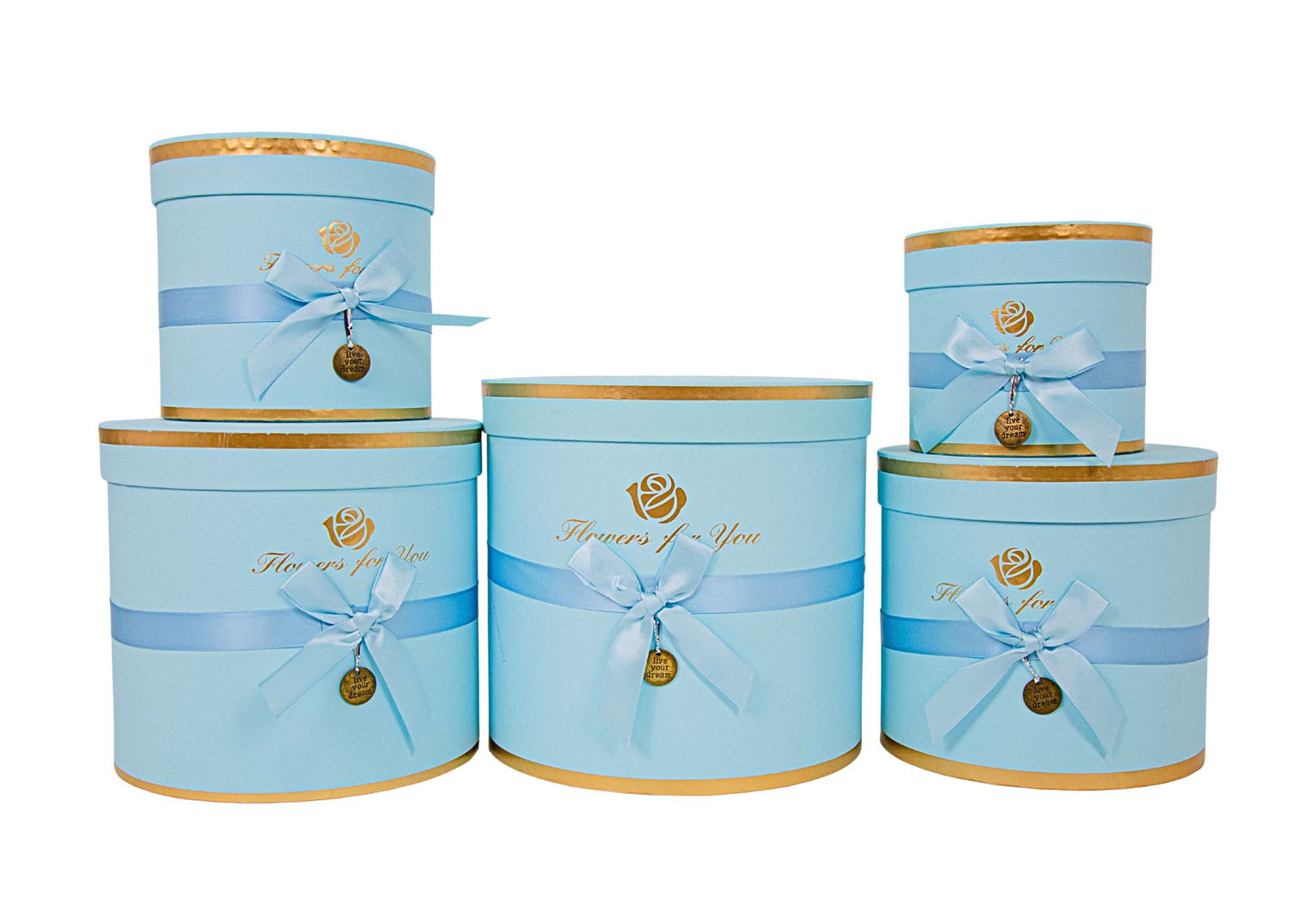Set 5 Cutii Rotunde cu Funda pentru Flori "Flowers For You" H12-H21