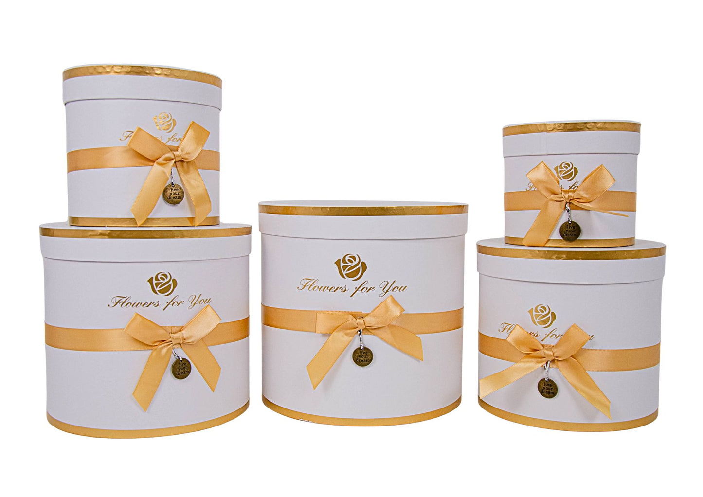 Set 5 Cutii Rotunde cu Funda pentru Flori "Flowers For You" H12-H21