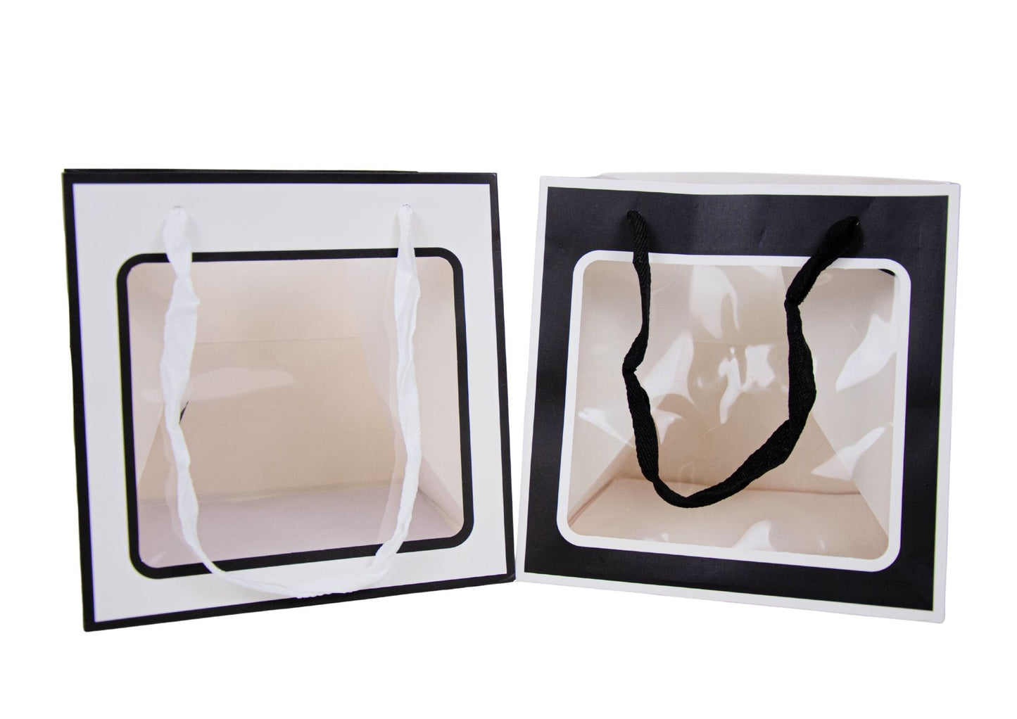 Punga din hartie cu laterala transparenta mare