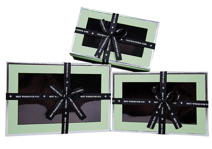 Set 3 Cutii Dreptunghi cu Geam si Funda pentru Flori H6.5-H9.5