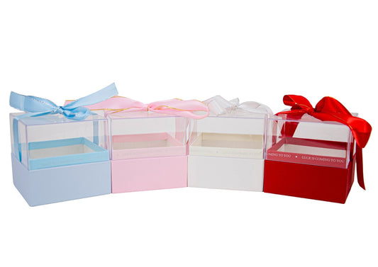 Cutie Patrata cu Capac Transparent pentru Flori L14.5x12.5 H11.5 cm