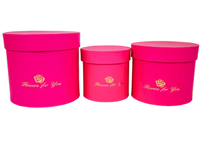 Set 3 Cutii Rotunde Uni cu Inscriptie "Flowers For You" H11-H14