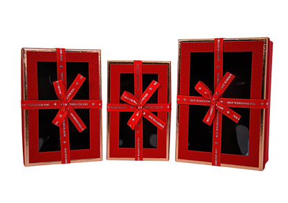 Set 3 Cutii Dreptunghi cu Geam si Funda pentru Flori H6.5-H9.5