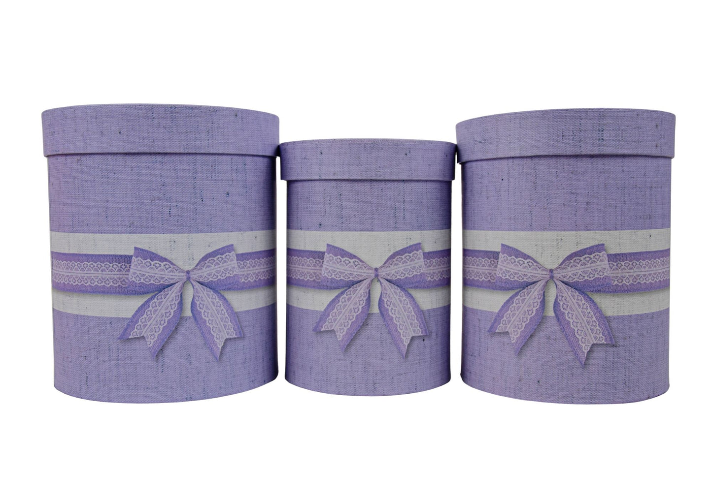 Set 3 Cutii Rotunde cu Funda pentru Flori H18-H20