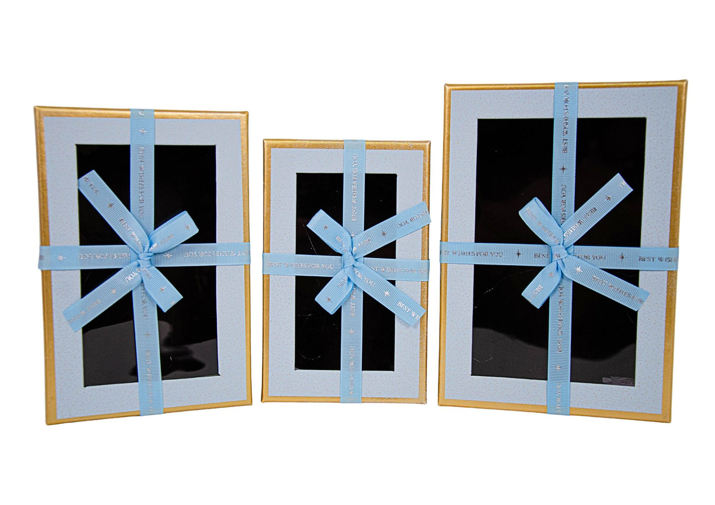 Set 3 Cutii Dreptunghi cu Geam si Funda pentru Flori H6.5-H9.5