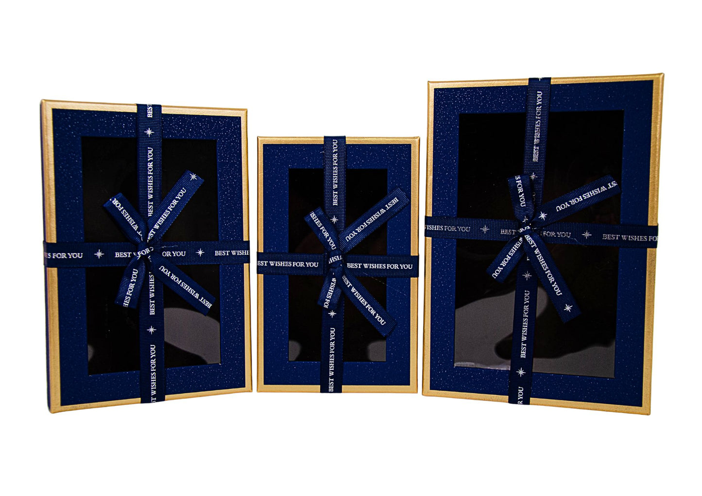 Set 3 Cutii Dreptunghi cu Geam si Funda pentru Flori H6.5-H9.5