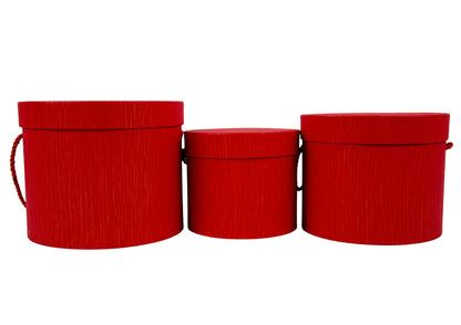 Set 3 Cutii Rotunde Uni cu Dungulite pentru Flori H13-H17