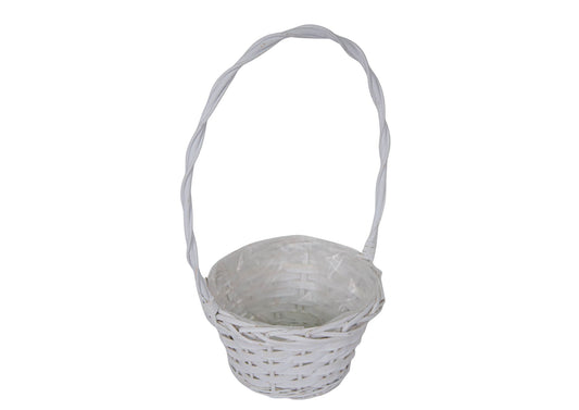 Cos din Rachita cu Aschii de Lemn Forma Rotunda Alba