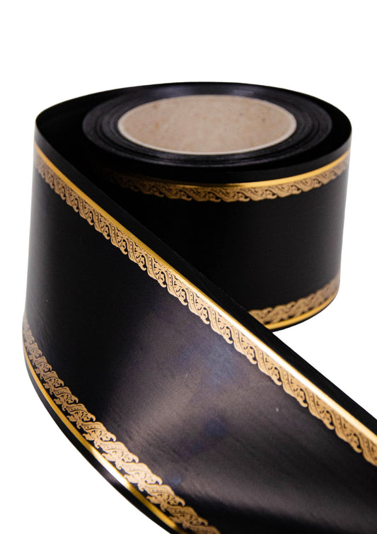 Panglica Funerara cu Fir Auriu 8cm x 40m Model 22