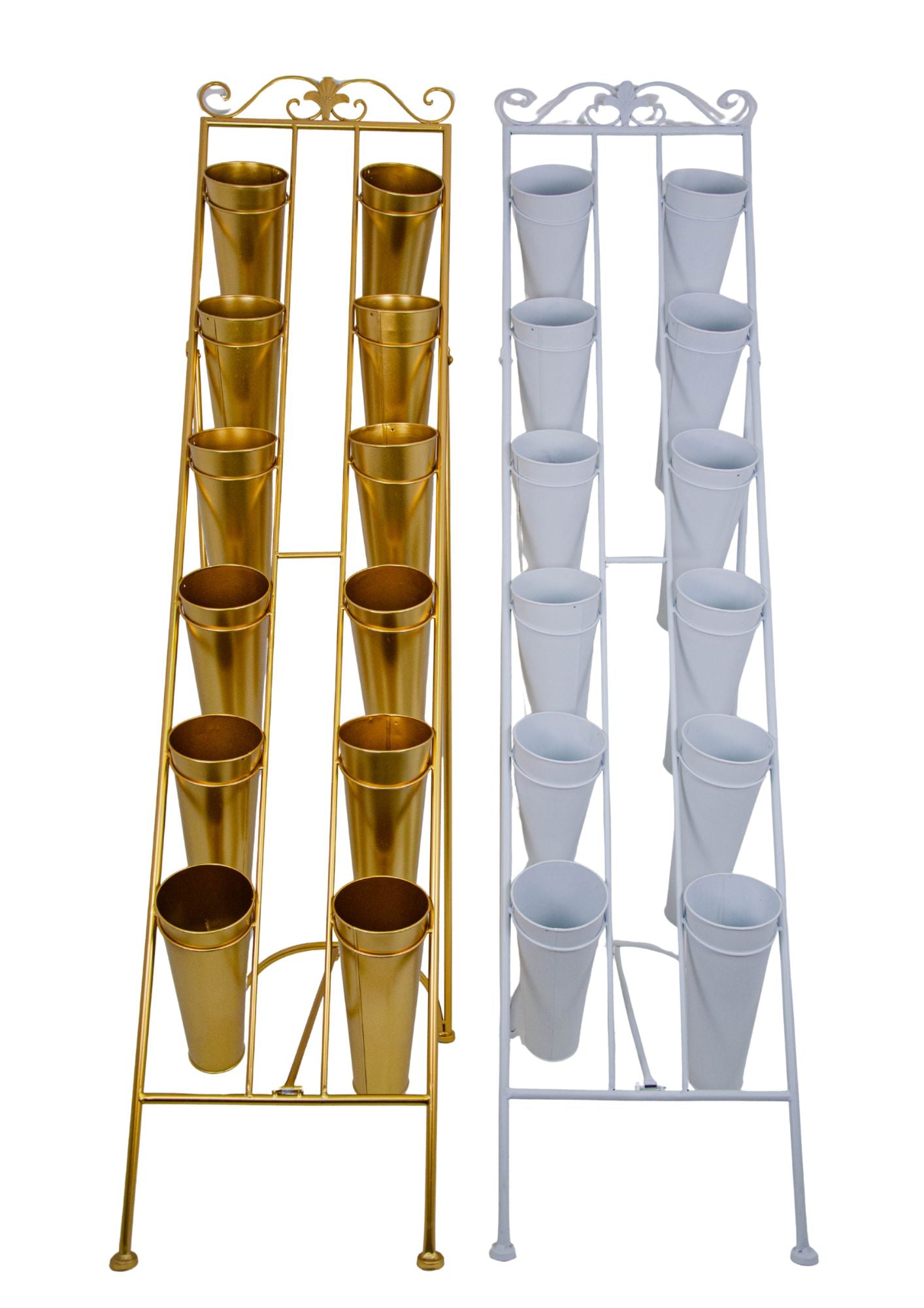 Suport metal alb cu 12 vaze din plastic