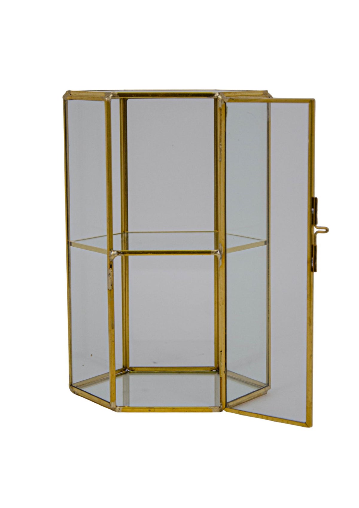 Ornament hexagonal din sticla si alama