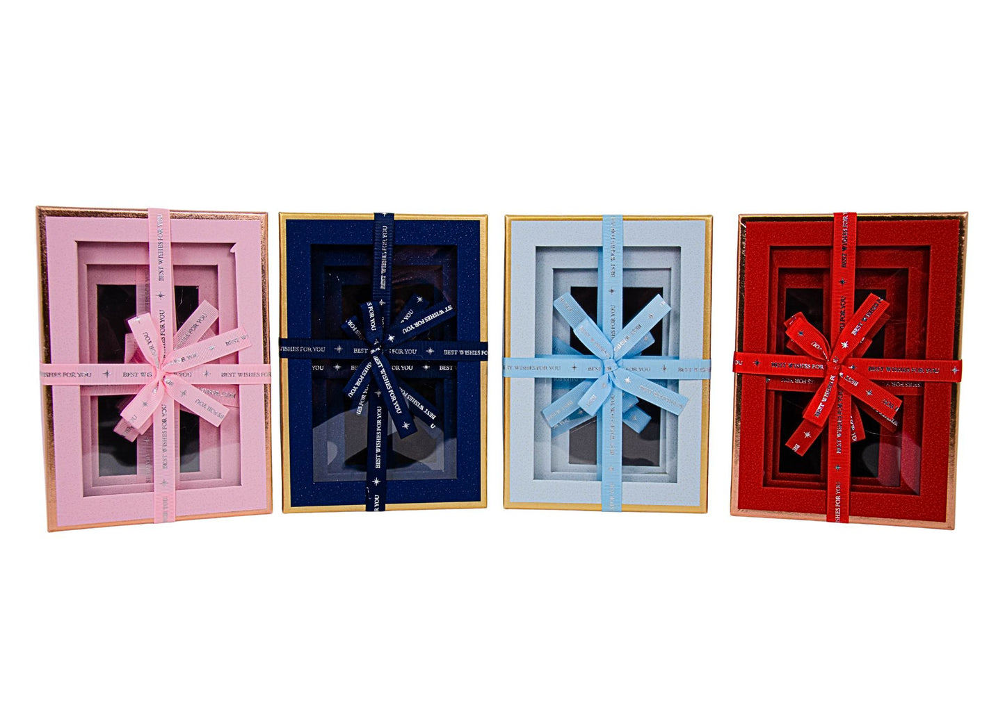 Set 3 Cutii Dreptunghi cu Geam si Funda pentru Flori H6.5-H9.5