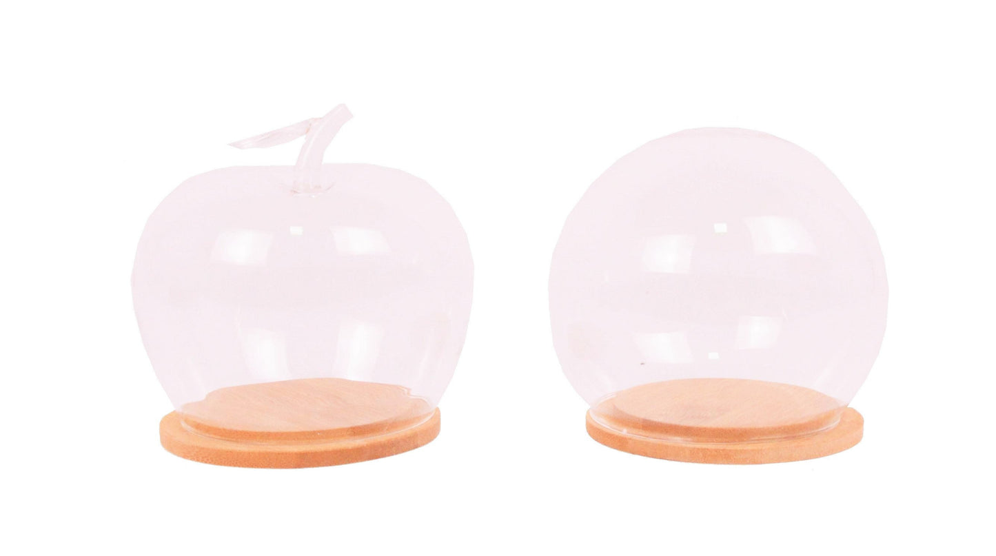 Dom sferic din sticla cu suport de lemn