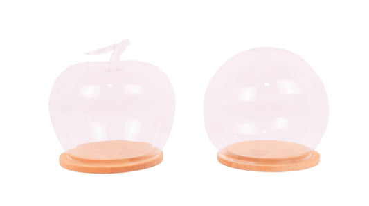 Dom sferic din sticla cu suport de lemn