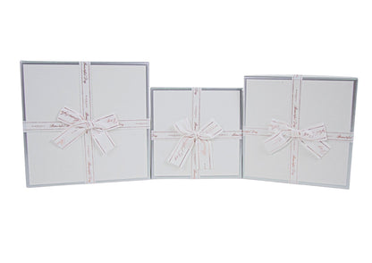 Set 3 Cutii Patrate Cadou cu Fundita pentru Flori H6.5-H9.8