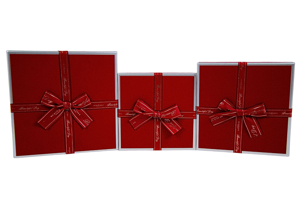 Set 3 Cutii Patrate Cadou cu Fundita