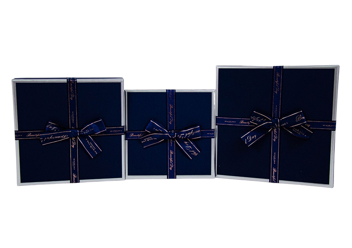 Set 3 Cutii Patrate Cadou cu Fundita pentru Flori H6.5-H9.8