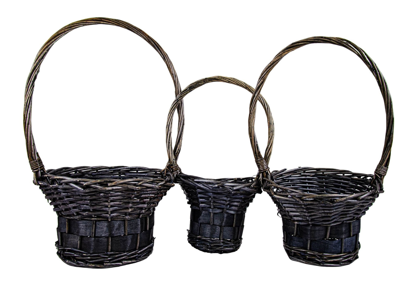 Set 3 cosuri rachita si nuiele late, colorate, rotunde cu o toarta