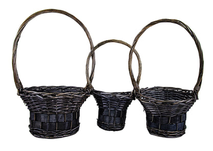 Set 3 cosuri rachita si nuiele late, colorate, rotunde cu o toarta