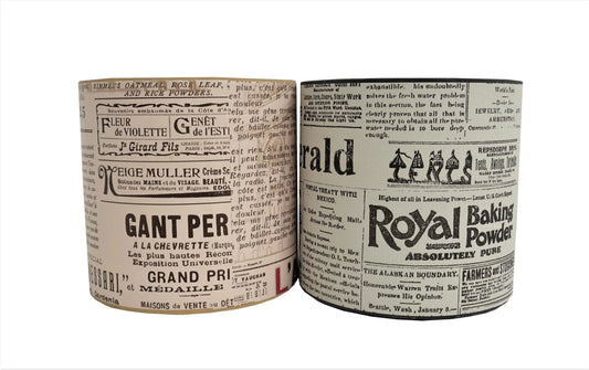 Cutie  din carton rotund cu imprimeu tip ziar