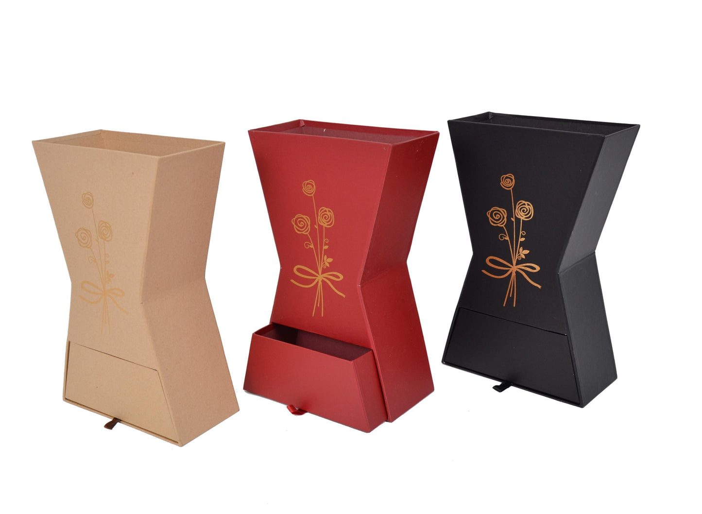 Ghiveci din carton tip clepsidra cu sertar