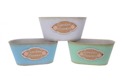 Ghiveci din plastic oval cu inscriptie