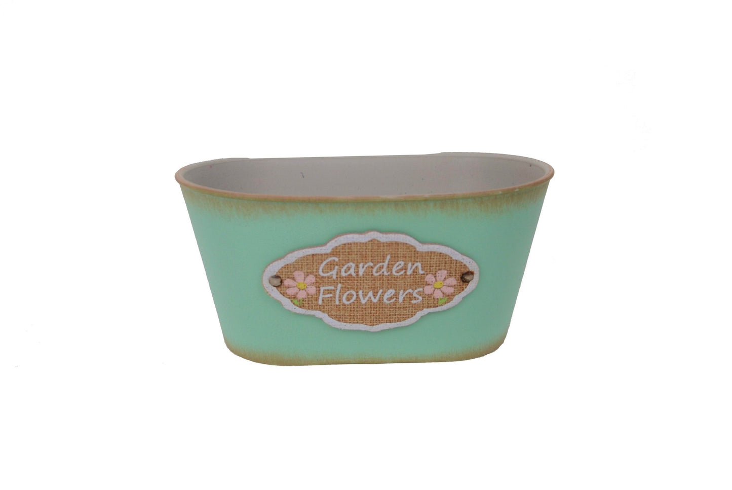 Ghiveci din plastic oval cu inscriptie