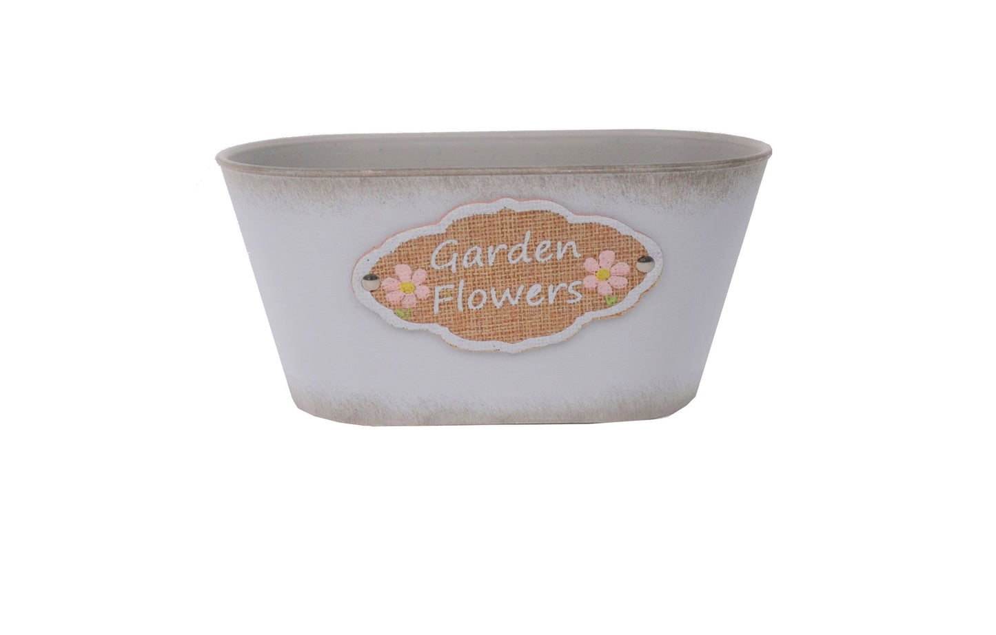 Ghiveci din plastic oval cu inscriptie