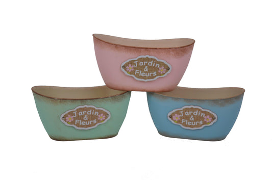 Ghiveci din plastic oval cu inscriptie